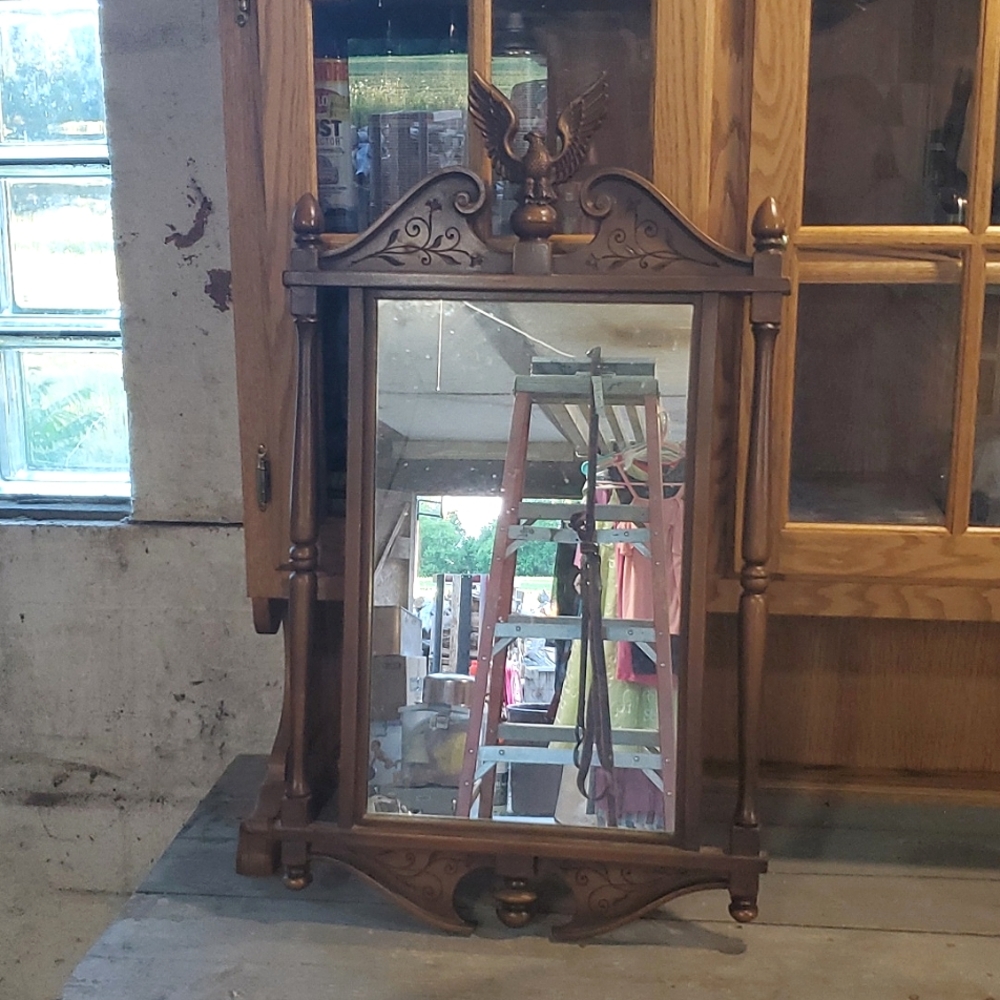 Vintage Syroco Wood Flying Eagle Mirror